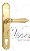 Дверная ручка Venezia на планке PL02 мод. Castello (полир. латунь) под цилиндр